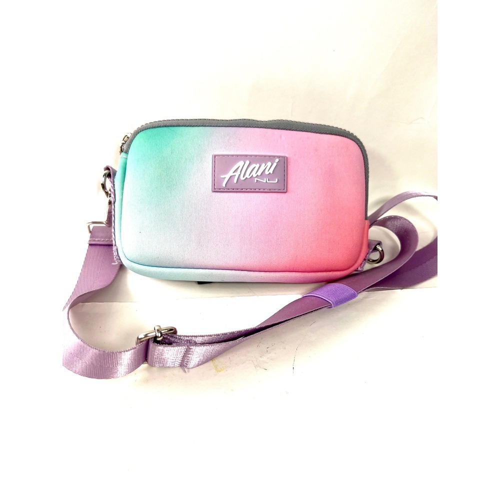 Alani Nu Ombre Crossbody Bag Teal Pink Gradient Neoprene Mesh Pocket Small - Picture 2 of 7